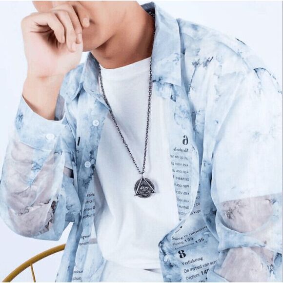 Stainless Steel Masonic Illuminati All Seeing Evil Eye Pendant Chain Necklace - Picture 9 of 9